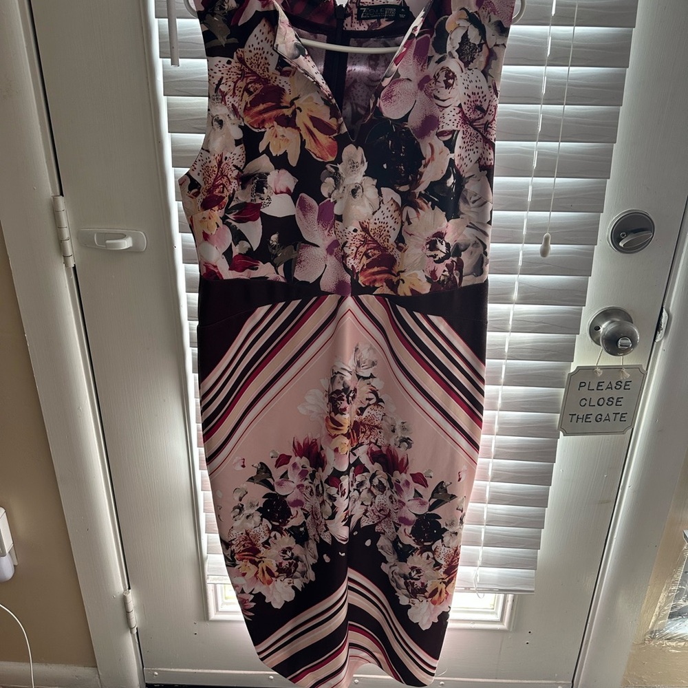 New York & Company Pink Sheath Dress V-Neck Midi